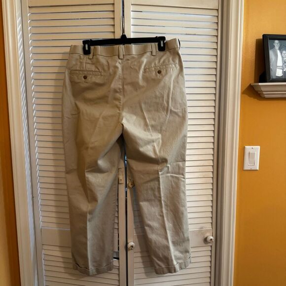 Men's Cuffed 100% Cotton Tan Pants - Picture 5 of 12